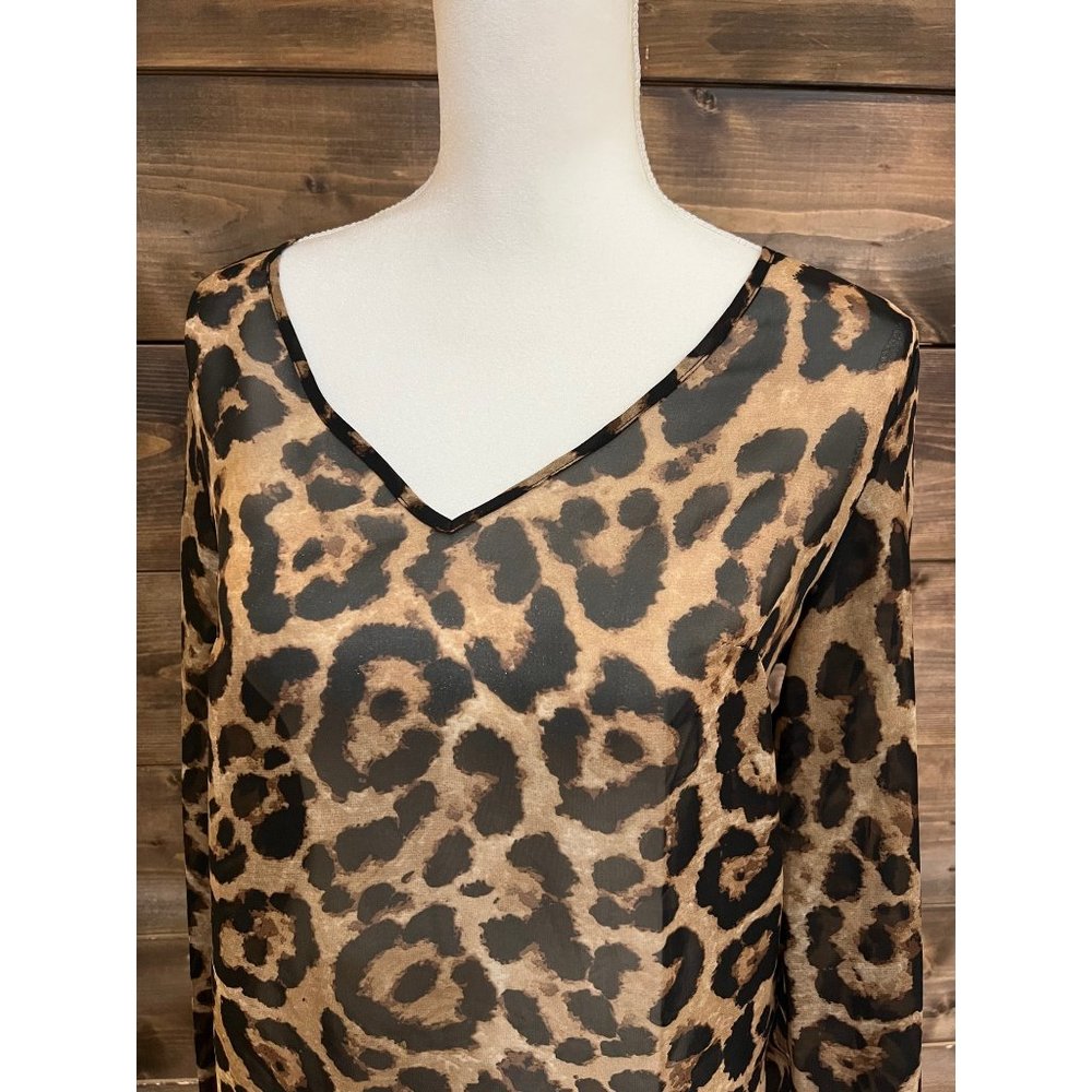 Women’s Shein Sheer Leopard print Blouse